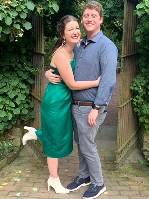 hannah and man smiling